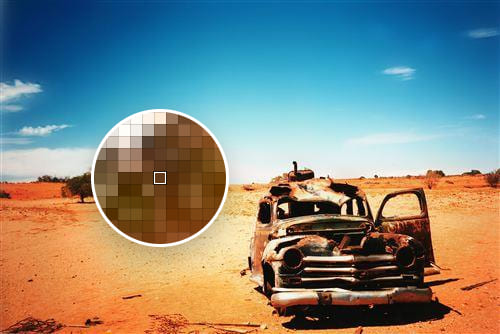 Sample photo: an old car in the desert